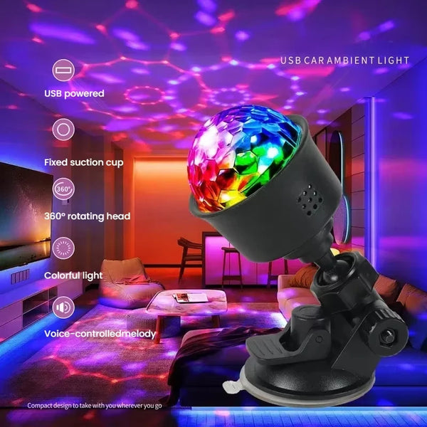 7 Color Strobe Disco Ball Light Sound Activated Remote Control Party Lamp