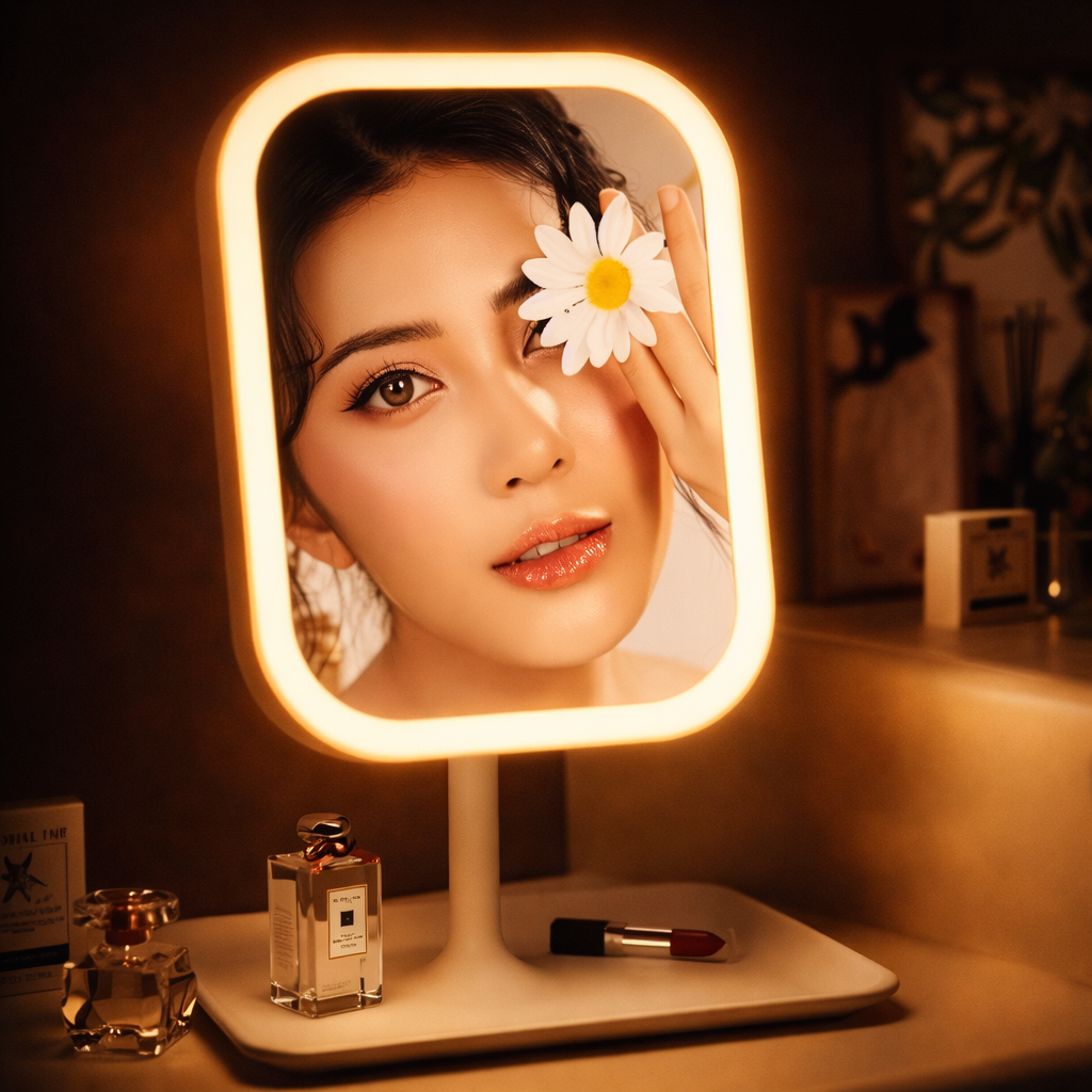 LED Intelligent Makeup Mirror Vanity Dressing Table Portable