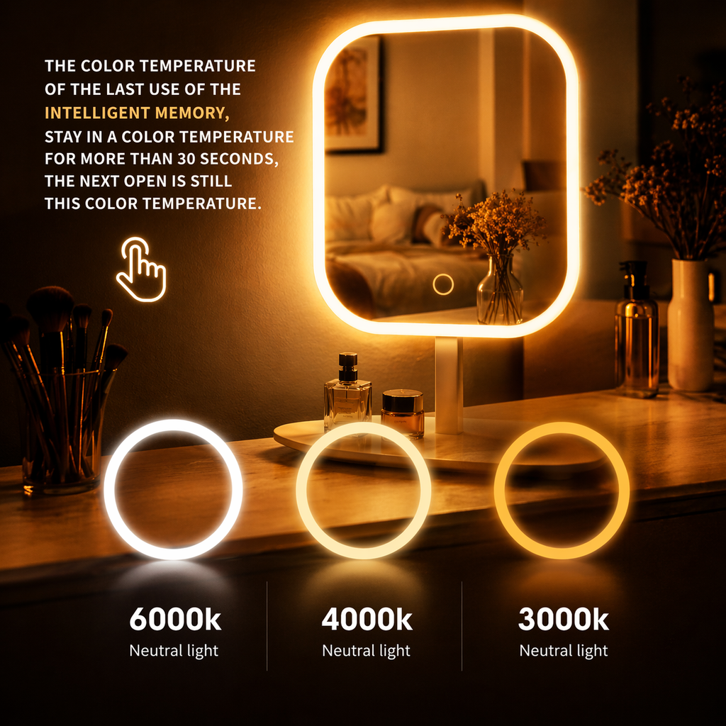 LED Intelligent Makeup Mirror Vanity Dressing Table Portable