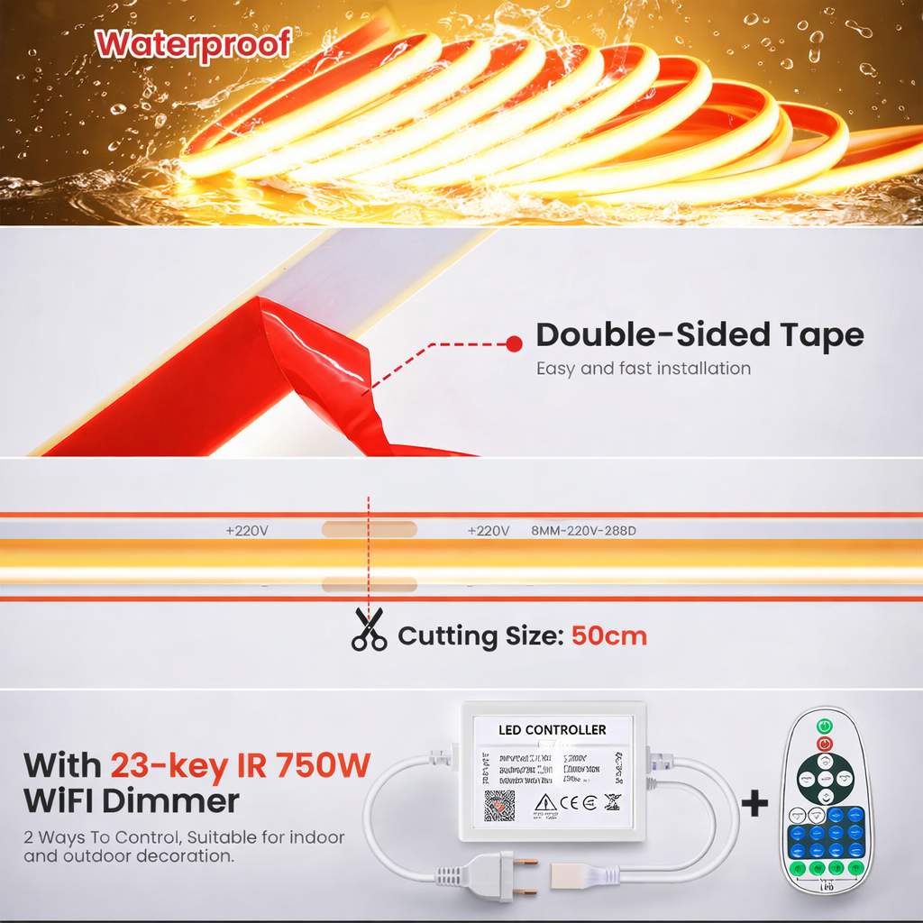 Daylight White LED Strip Lights 5M Dimmable
