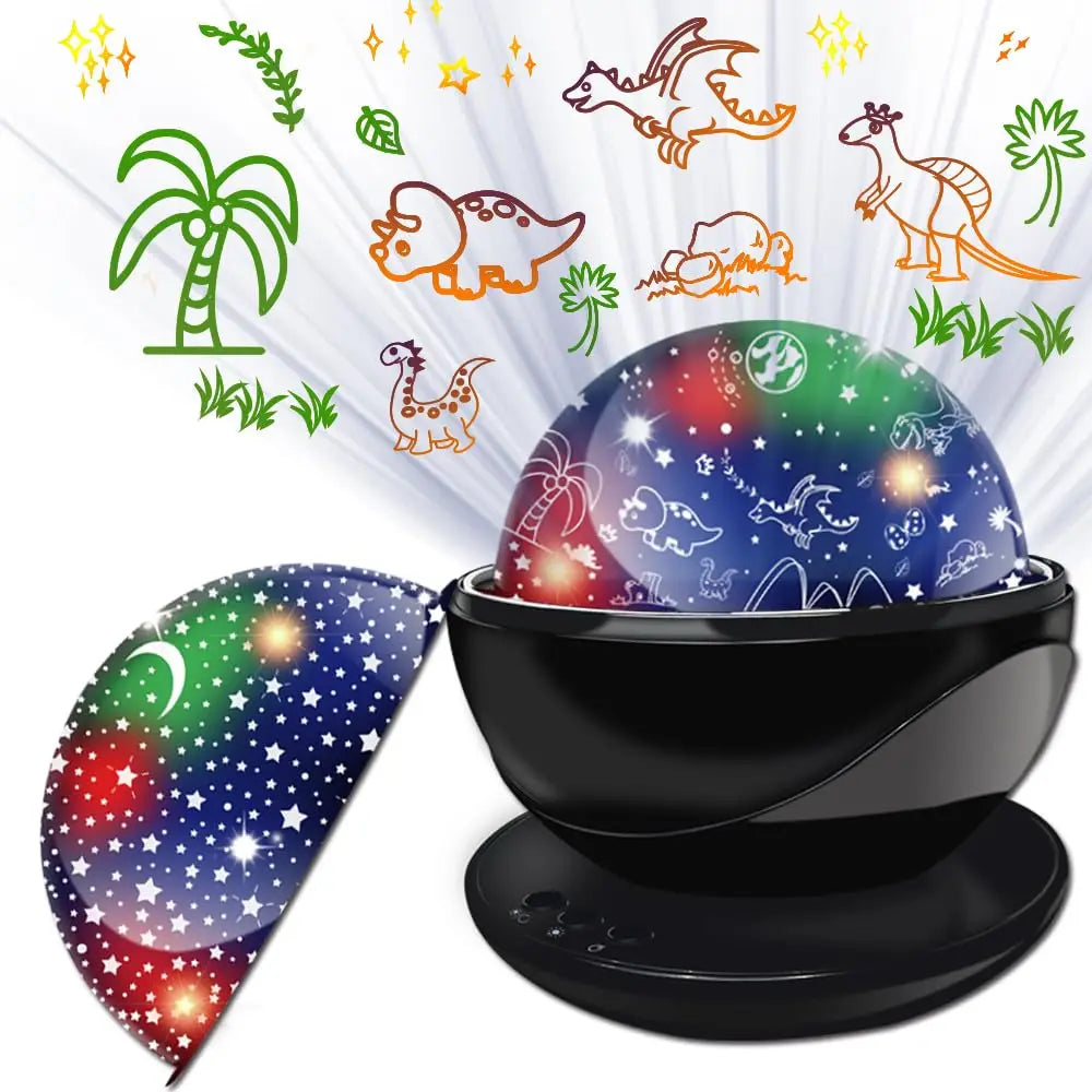 Kids Dinosaur Galaxy Projector Night Light Rotating Room Decor