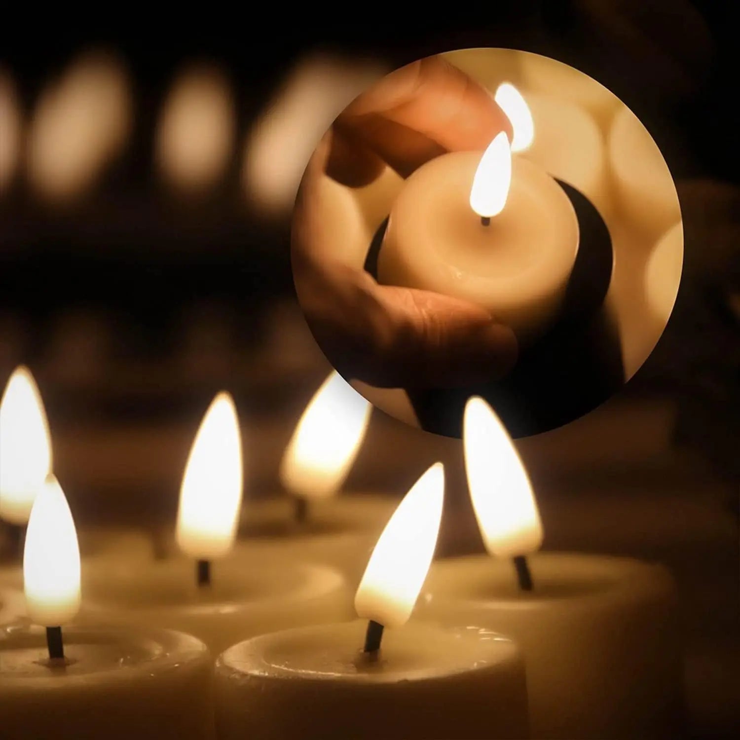 Flickering Flameless LED Tea Light Candles Battery Powered