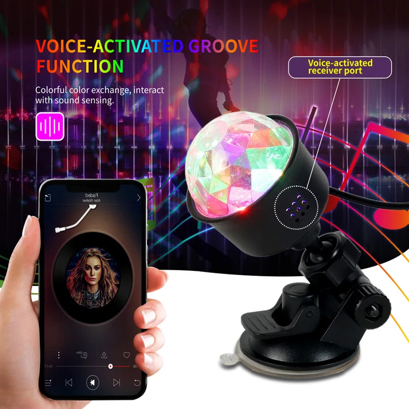 7 Color Strobe Disco Ball Light Sound Activated Remote Control Party Lamp