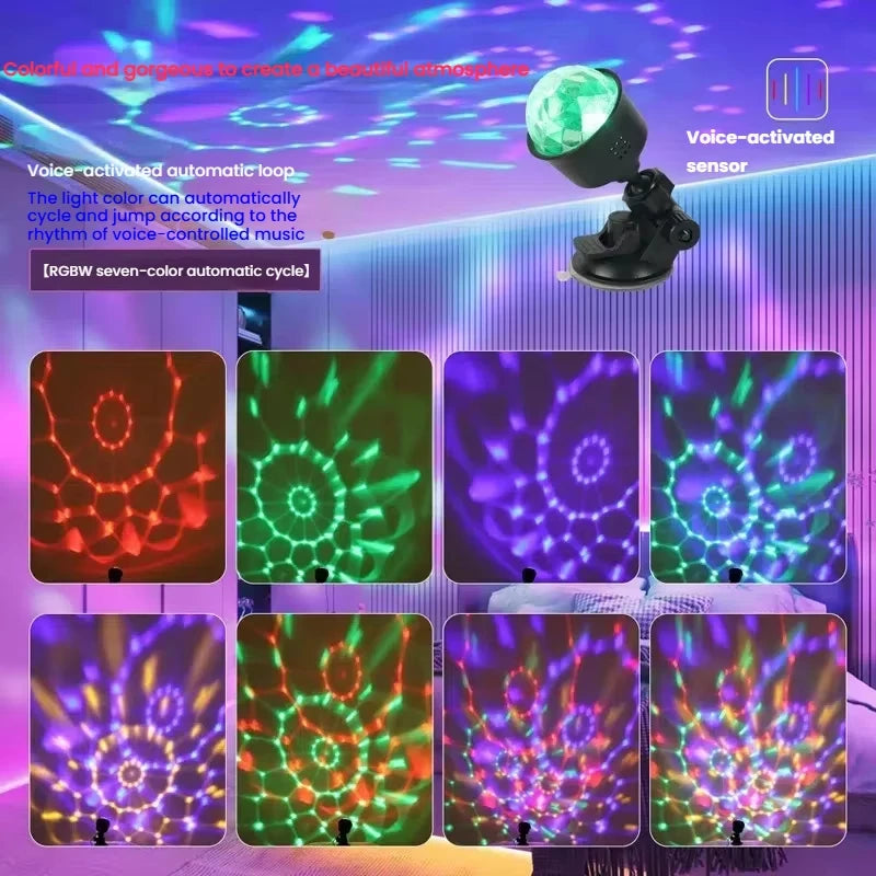 7 Color Strobe Disco Ball Light Sound Activated Remote Control Party Lamp