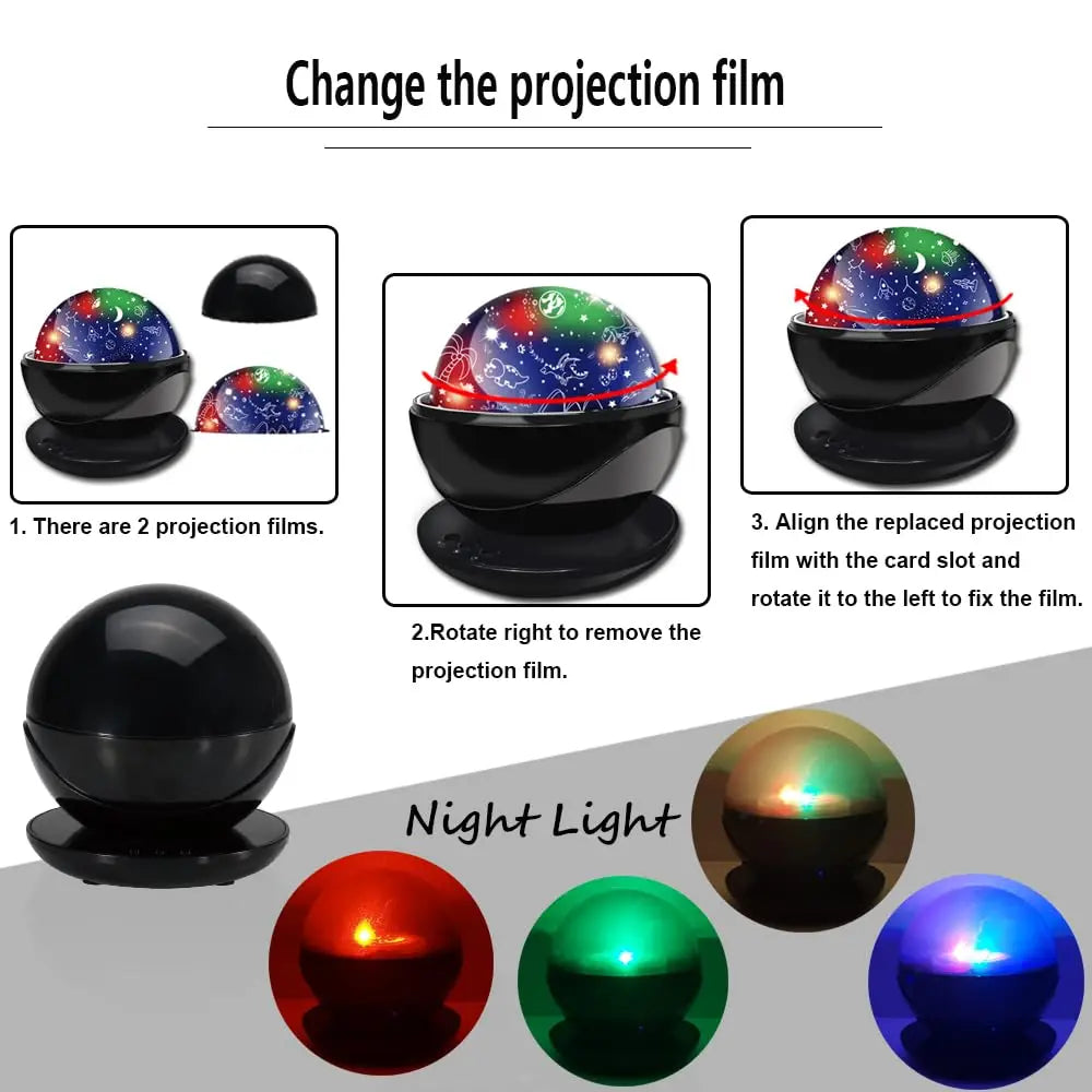 Kids Dinosaur Galaxy Projector Night Light Rotating Room Decor