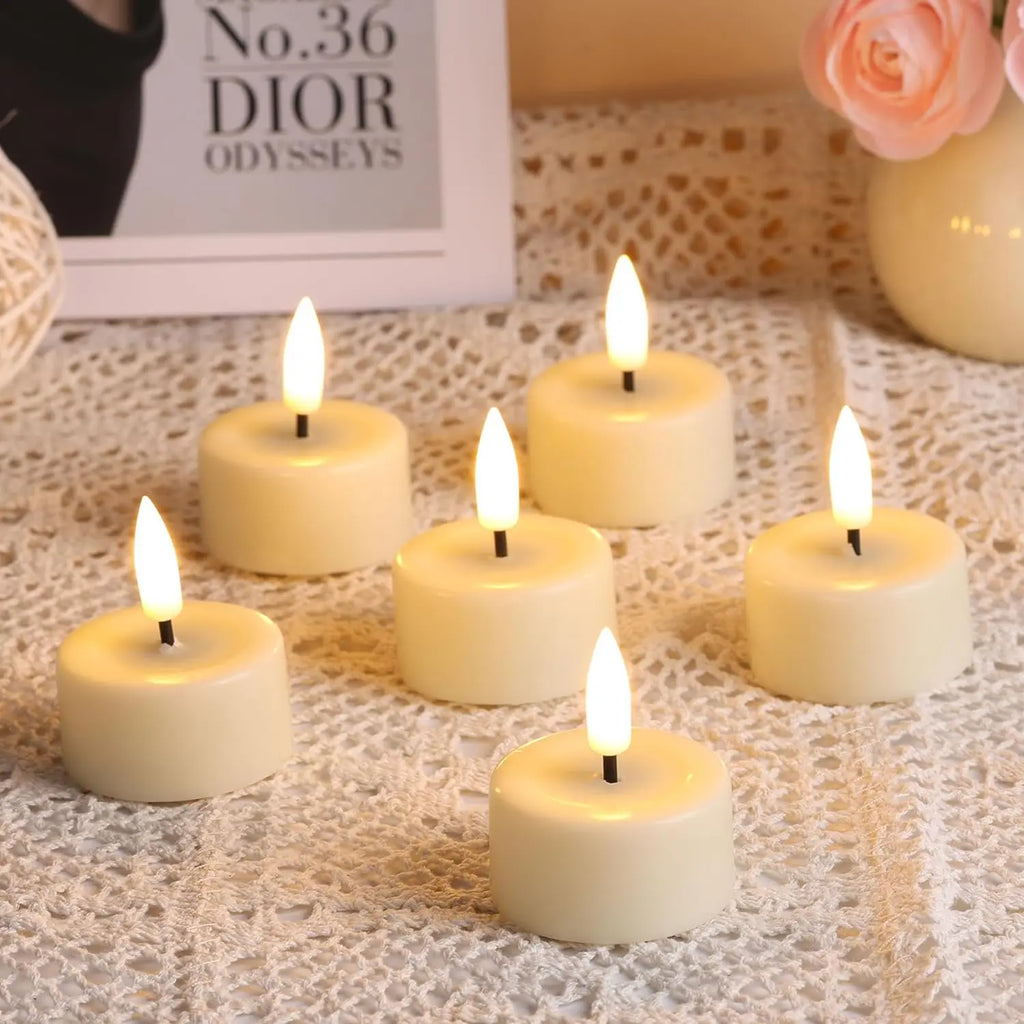 Flickering Flameless LED Tea Light Candles Battery Powered