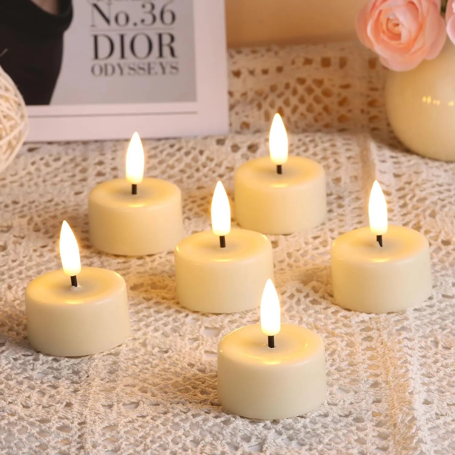 Flickering Flameless LED Tea Light Candles Battery Powered