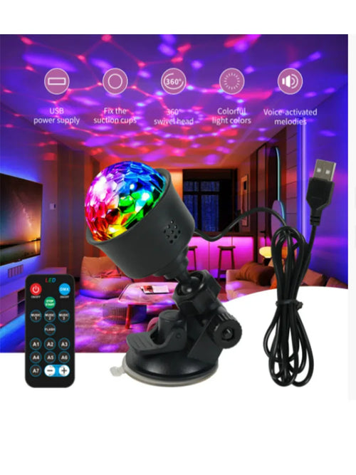 7 Color Strobe Disco Ball Light Sound Activated Remote Control Party Lamp