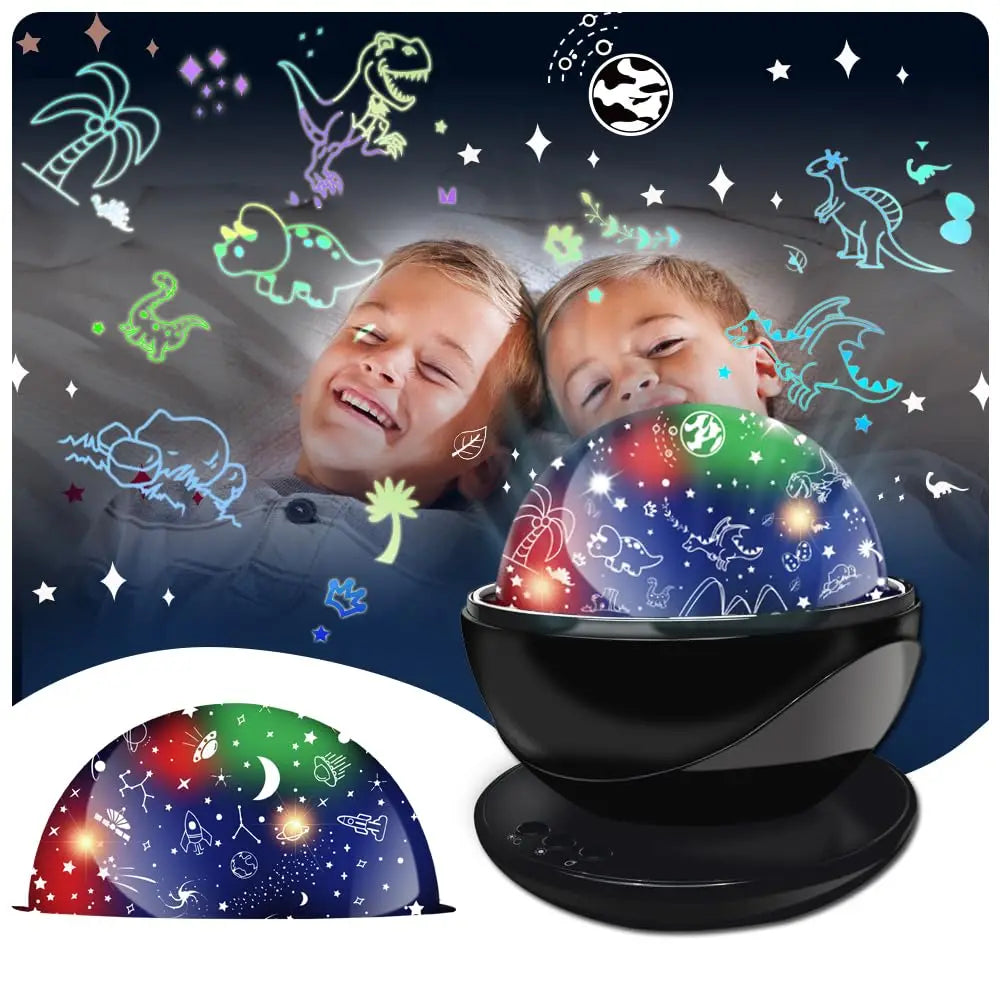 Kids Dinosaur Galaxy Projector Night Light Rotating Room Decor
