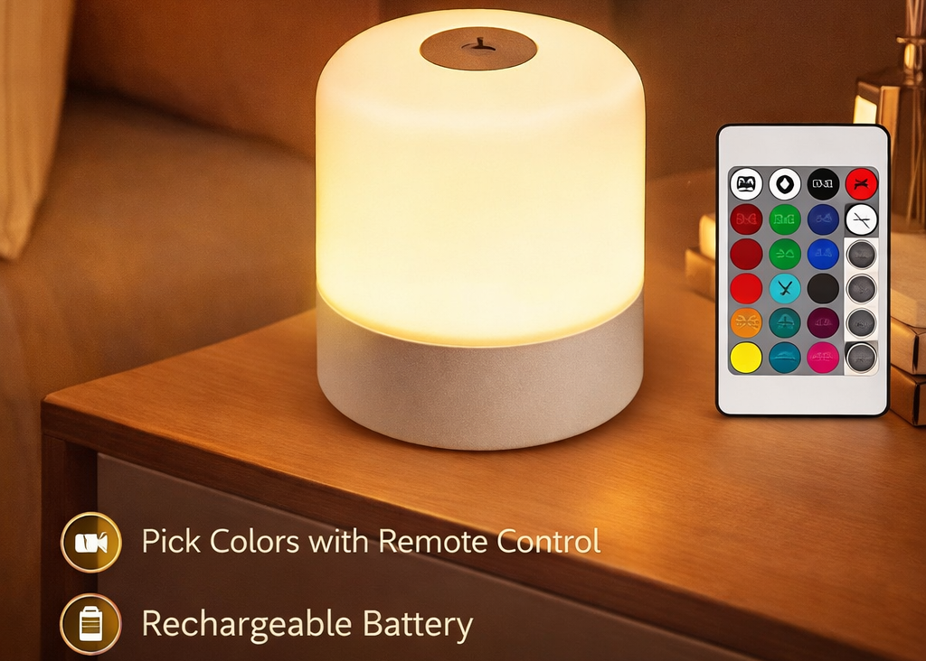 LED Dimmable Touch Night Light RGB Bedside Lamp