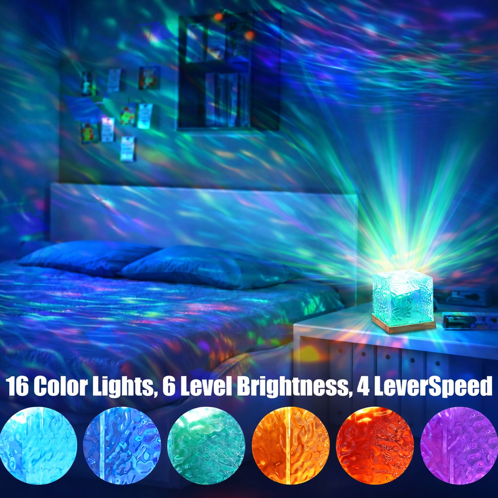 Ocean Wave Projector 16 Colors Aurora Glow Night Light