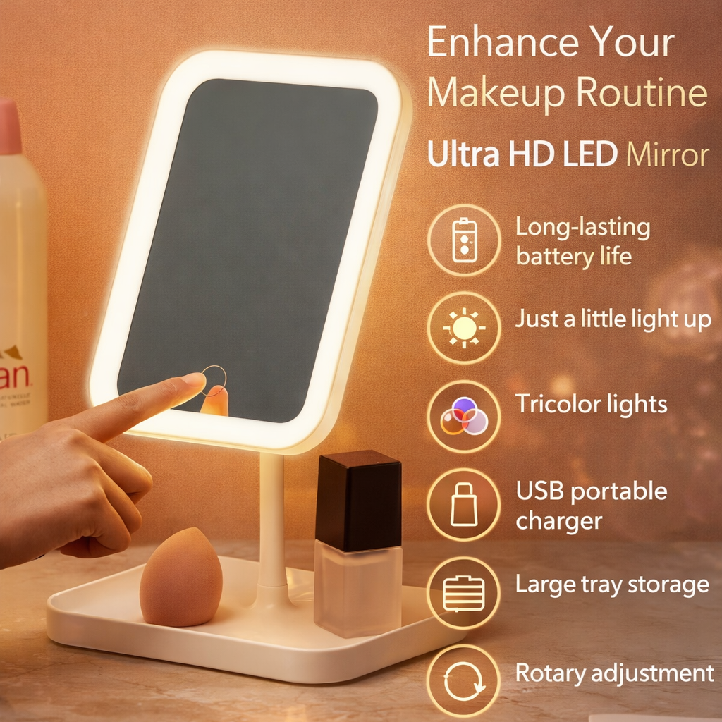 LED Intelligent Makeup Mirror Vanity Dressing Table Portable